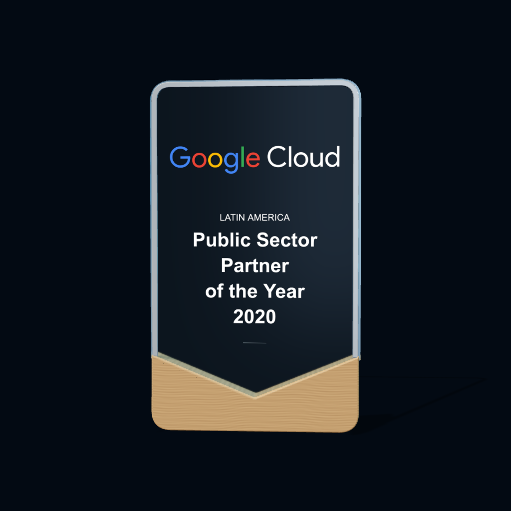 Representación 3D del reconocimiento Partner of the Year 2020 · Sector público · Latinoamérica