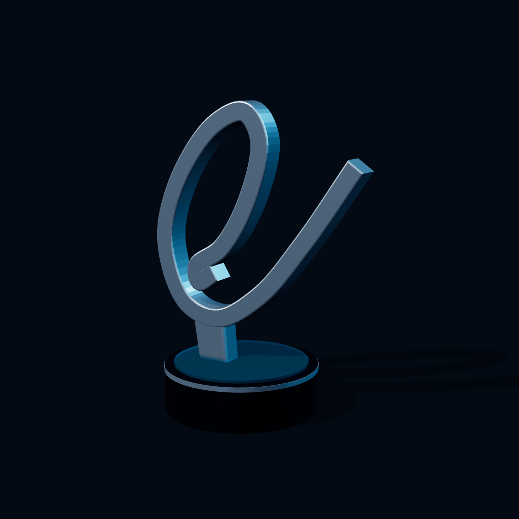 Representación 3D del reconocimiento Premio Colombia en Línea 2009 · Mejor desarrollo celular · Comcel